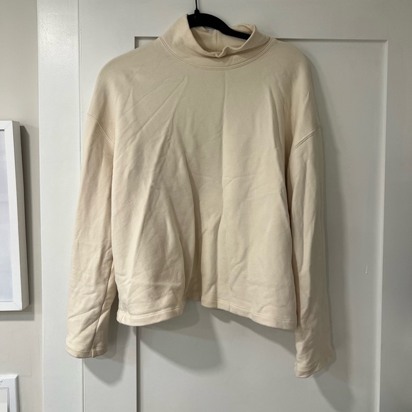 The Group by Babaton Aritzia Brown MockNeck Sweatshirt w/ Pockets Sz S Cotton - Picture 2 of 5